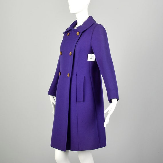 Small 1960s Coat Purple Mod Double Breasted Winte… - image 3