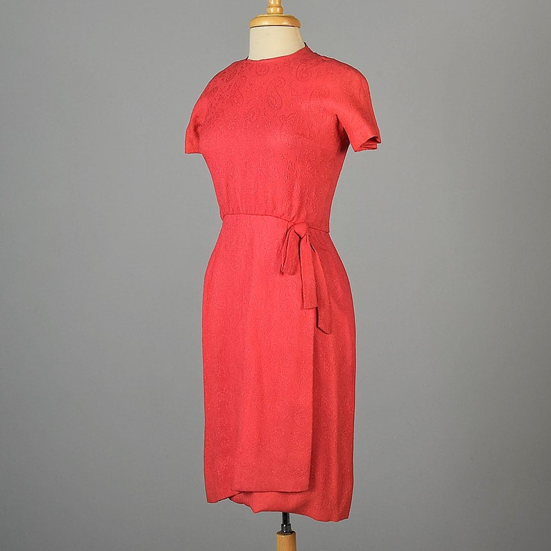 XS 1960s Pencil Dress Hot Pink Cocktail Dress Paisley Textured - Etsy