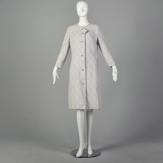 Medium 1960s Gray and White Dress Coat Lightweigh… - image 4