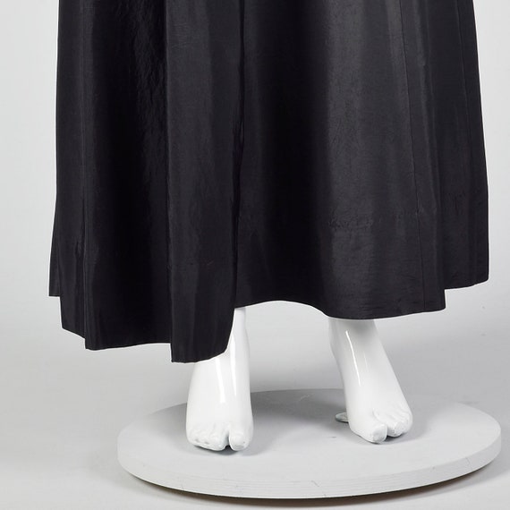 1950s Black Taffeta Skirt with Metallic Silver Embroidery
