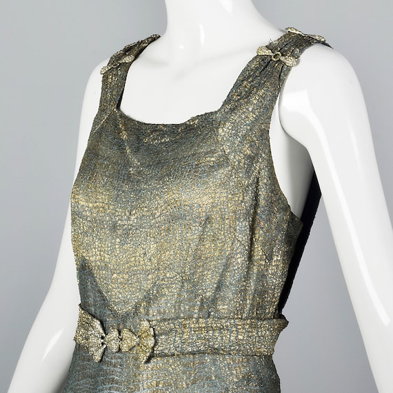 XS 1930s Dress Gold Lamé Evening Gown Old Hollywo… - image 9