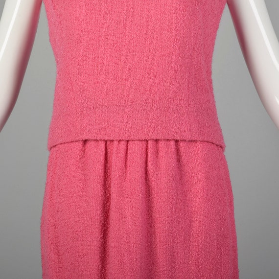 XS 1960s Pink Skirt Set Mohair Wool Tweed Maxi To… - image 7