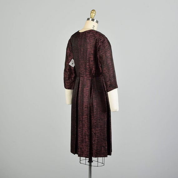 Small 1950s Black Pink Textured Cocktail Dress El… - image 3