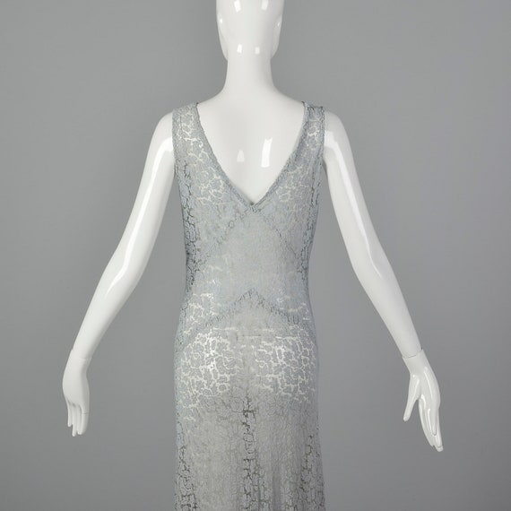 Small 1930s Blue Lace Dress and Jacket Deco Dress… - image 7