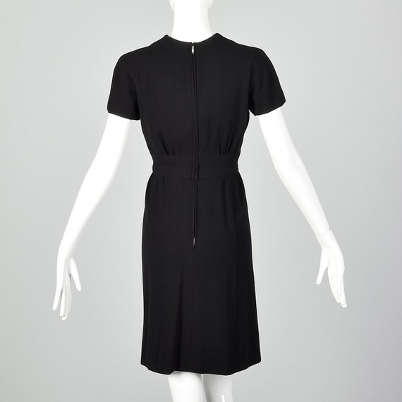 XXS 1960s Little Black Dress Vintage Wool Crepe D… - image 4