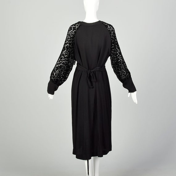 XL 1930s Dress Black Devore Velvet Sleeves Art De… - image 4