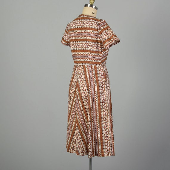 XL 1950s Novelty Print Cotton Day Dress - image 9