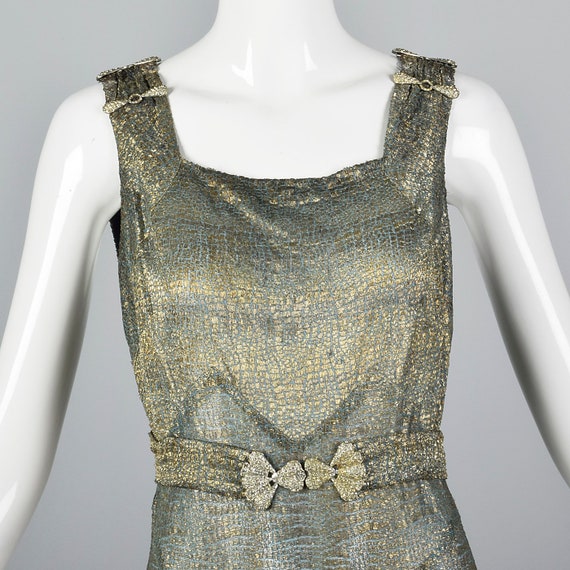 XS 1930s Dress Gold Lamé Evening Gown Old Hollywo… - image 7