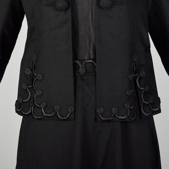 XS 1910s Edwardian Walking Suit Black Wool Cotton… - image 7