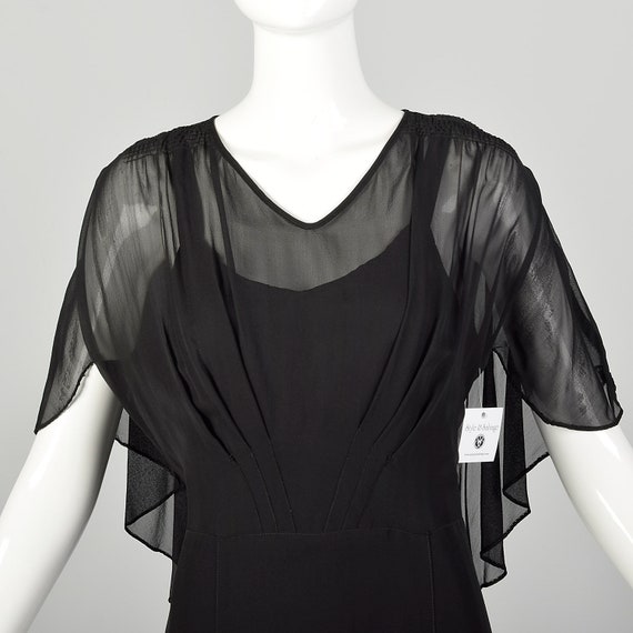 Large 1930s Little Black Dress Formal Evening She… - image 7