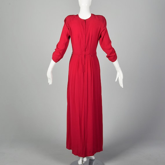 Small 1940s Raspberry Pink Rayon Evening Gown Elb… - image 3