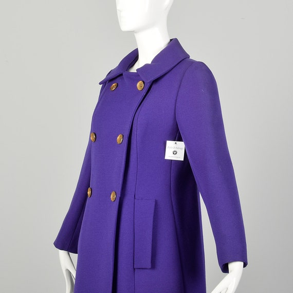 Small 1960s Coat Purple Mod Double Breasted Winte… - image 7