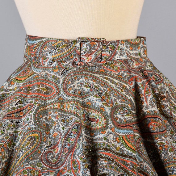 S/M 1950s Skirt Full Circle Skirt Paisley Print G… - image 2