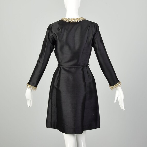 XS 1960s Black Wrap Dress Party Cocktail Little B… - image 2
