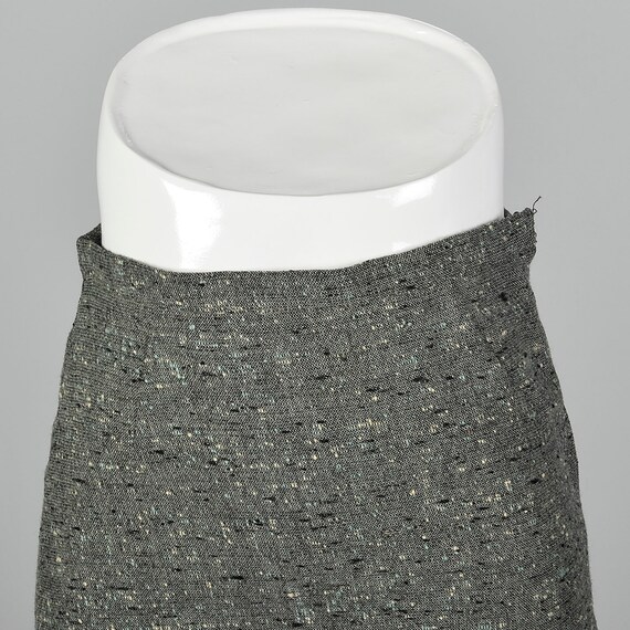 XXS Tweed Pencil Skirt Green Side Zip Slubbed Fab… - image 6