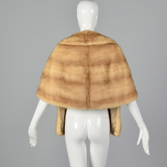 1960s Buff Mink Stole Front Pockets Fur Stole Min… - image 2