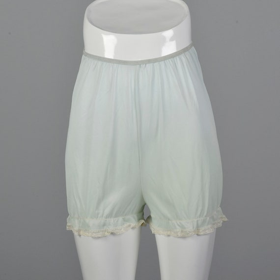 VTG Style Semi Sheer Nylon Half Slips Pettipants Lace Hem Pants Bloomer Black