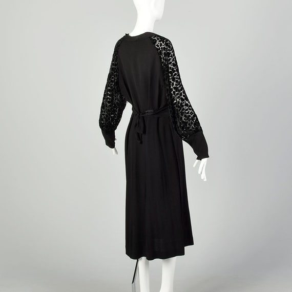 XL 1930s Dress Black Devore Velvet Sleeves Art De… - image 3