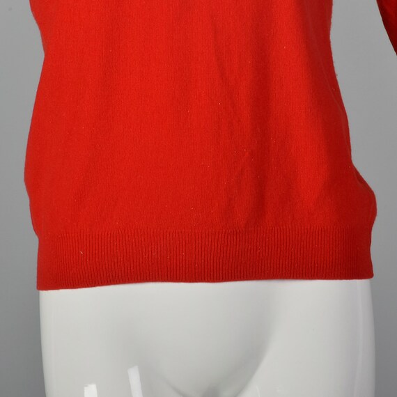 Medium Red Knit Sweater Long Sleeve Bow Rib Knit … - image 7