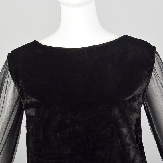 XS 1920s Dress Black Velvet Bodice Sheer Silk Chi… - image 6
