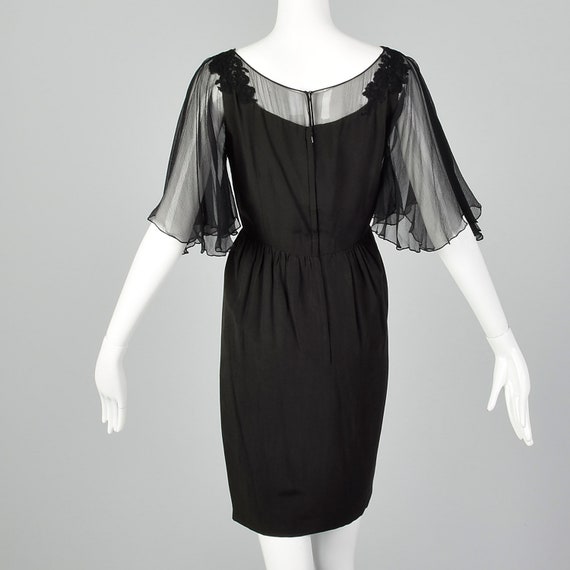 Small 1950s Silk Flutter Sleeve Dress Vintage Sil… - image 4