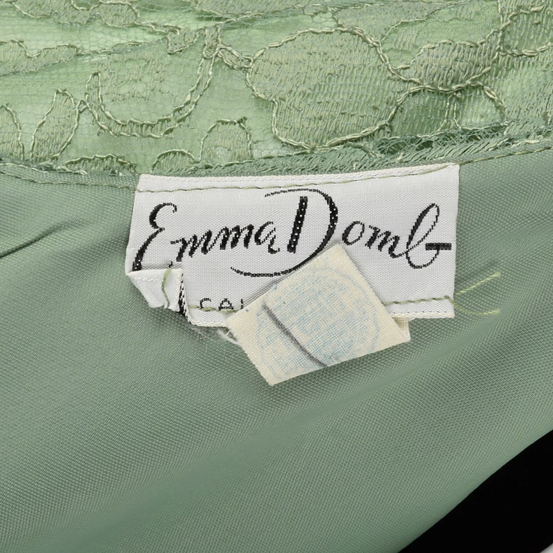 Medium Emma Domb 1960s Dress Green Cocktail Dress Lace Overlay Party Outfit Evening Wear Elbow Sleeves Summer Style Vintage 60s