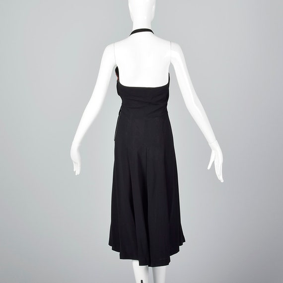 X-Small 1930s Dress Black Halter Dress Pink Velve… - image 3