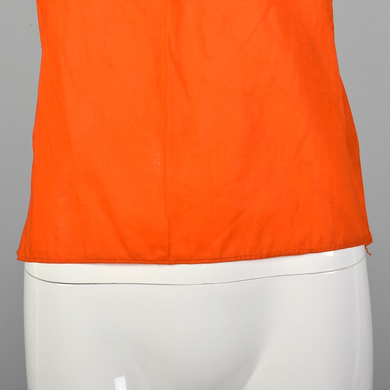 Medium 1960s Orange Top Off the Shoulder Peasant Blouse Pinup Game Day Shirt