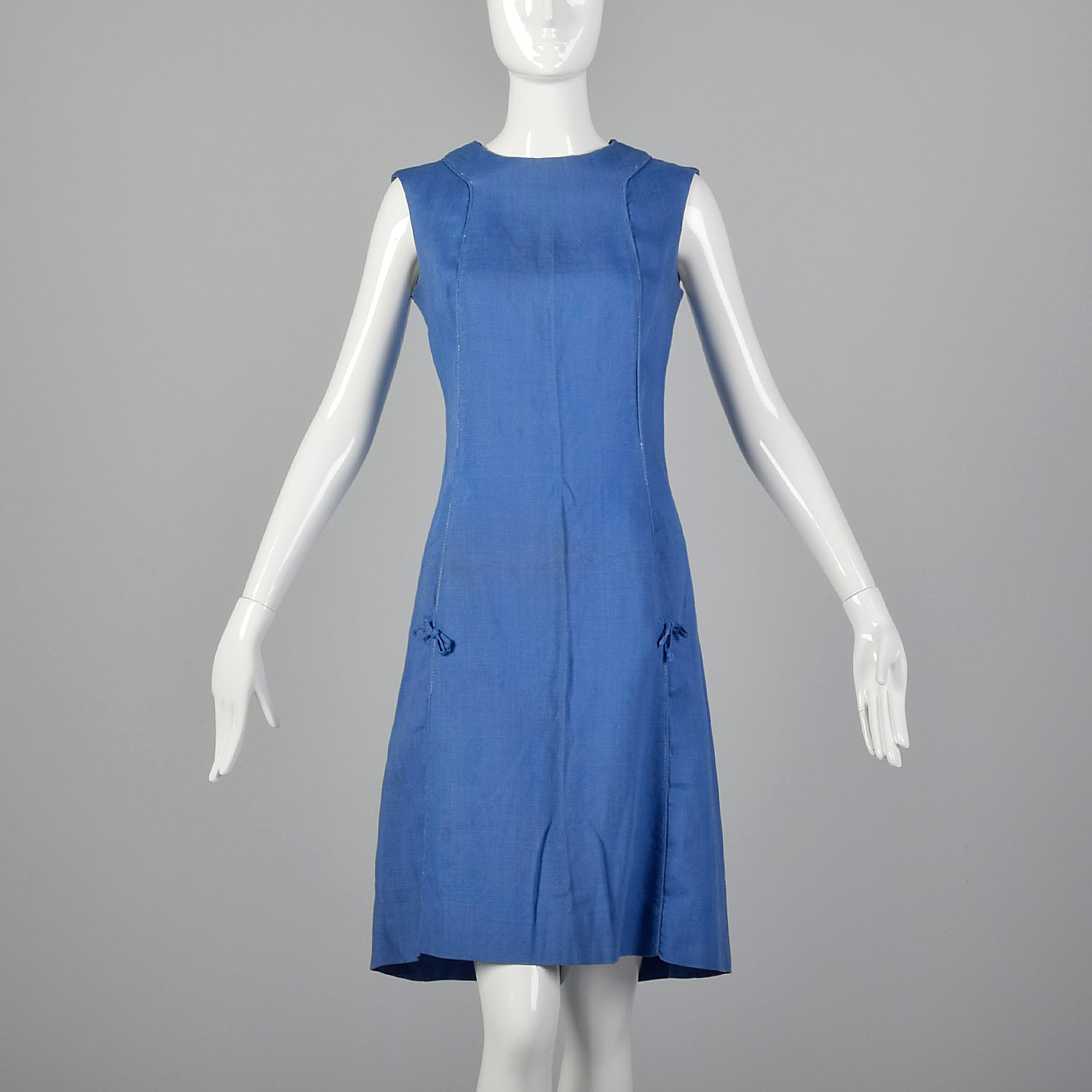 XS 1960s Dress Blue Shift Dress Summer Lightweight Linen Feel - Etsy