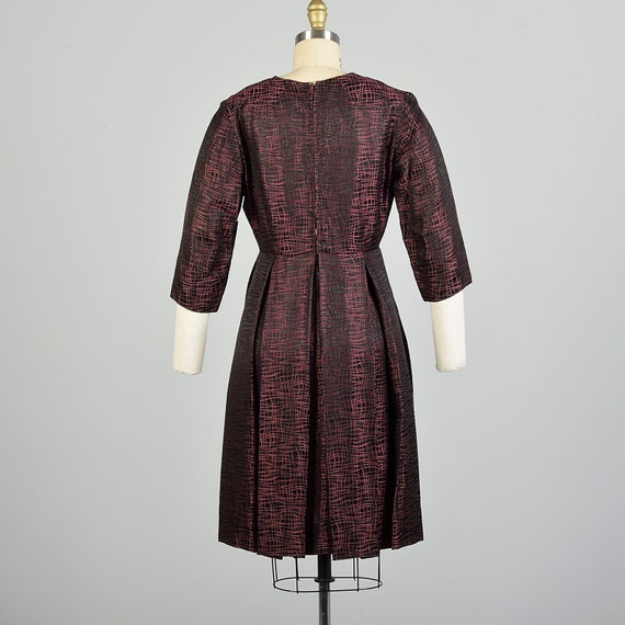 Small 1950s Black Pink Textured Cocktail Dress El… - image 2