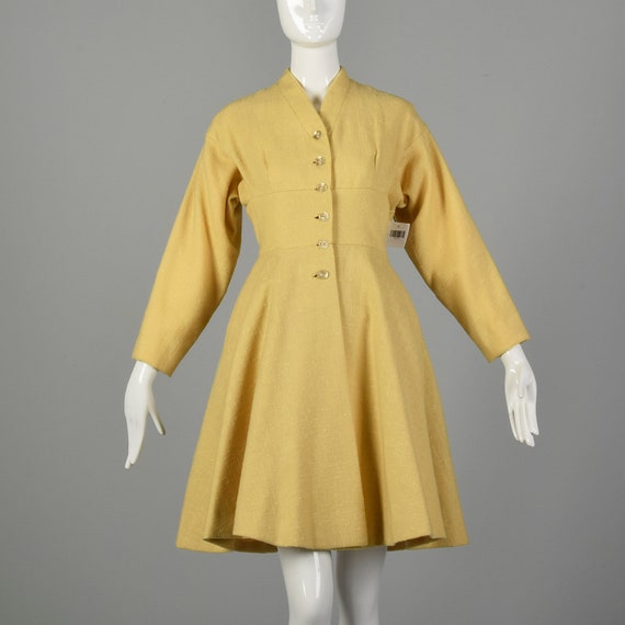 Small 1950s Princess Coat Yellow Wool Spring Rocka