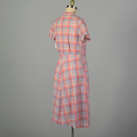 XL 1950s Pink Plaid Summer Day Dress - image 4