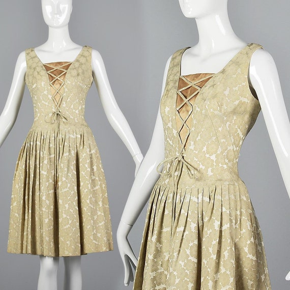 XS Laced Corset Bodice Dress Illusion Neckline Dre