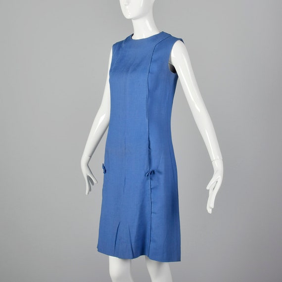 XS 1960s Dress Blue Shift Dress Summer Lightweigh… - image 2