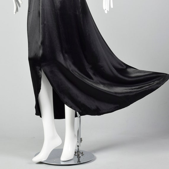XXS 1930s Halter Dress Black Liquid Satin Evening… - image 9
