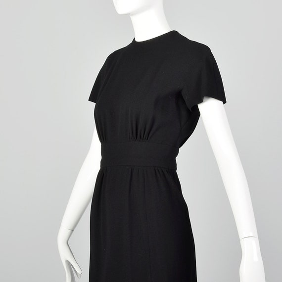 XXS 1960s Little Black Dress Vintage Wool Crepe D… - image 5