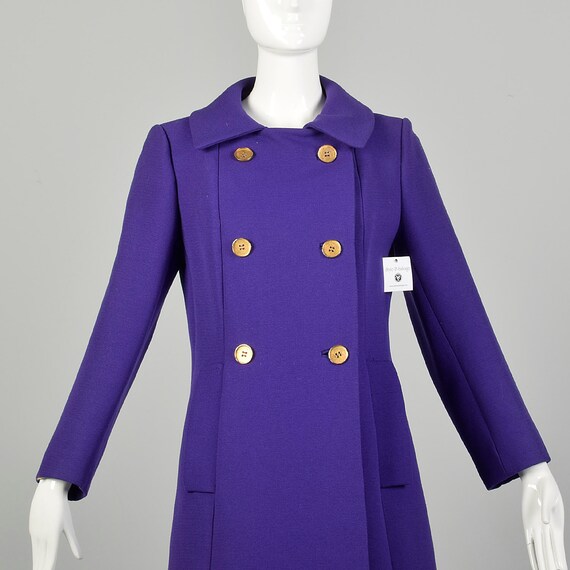 Small 1960s Coat Purple Mod Double Breasted Winte… - image 6