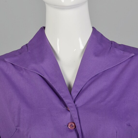 XS 1950s Purple Day Dress Rockabilly Shirtwaist L… - image 7