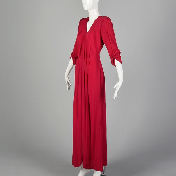 Small 1940s Raspberry Pink Rayon Evening Gown Elb… - image 2