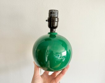 Vintage forest green ceramic 1980s post modern round ball lamp gumball lamp