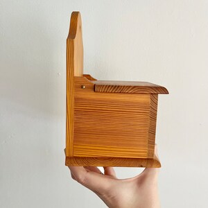 Vintage wooden salt box wall match holder fireplace image 2