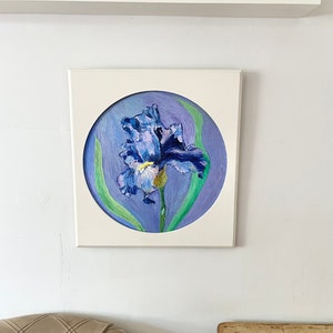 Stunning Vintage Circular Round Iris Painting Van Gogh Style image 3