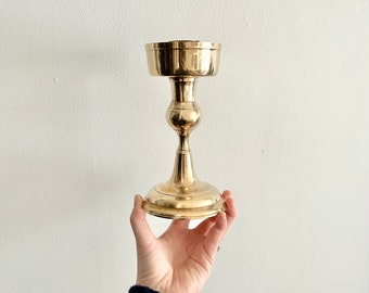 Vintage minimalist solid Brass candle holder
