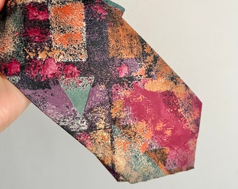 Vintage Mid-Century painterly Italian silk tie