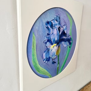 Stunning Vintage Circular Round Iris Painting Van Gogh Style image 5