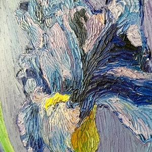 Stunning Vintage Circular Round Iris Painting Van Gogh Style image 7