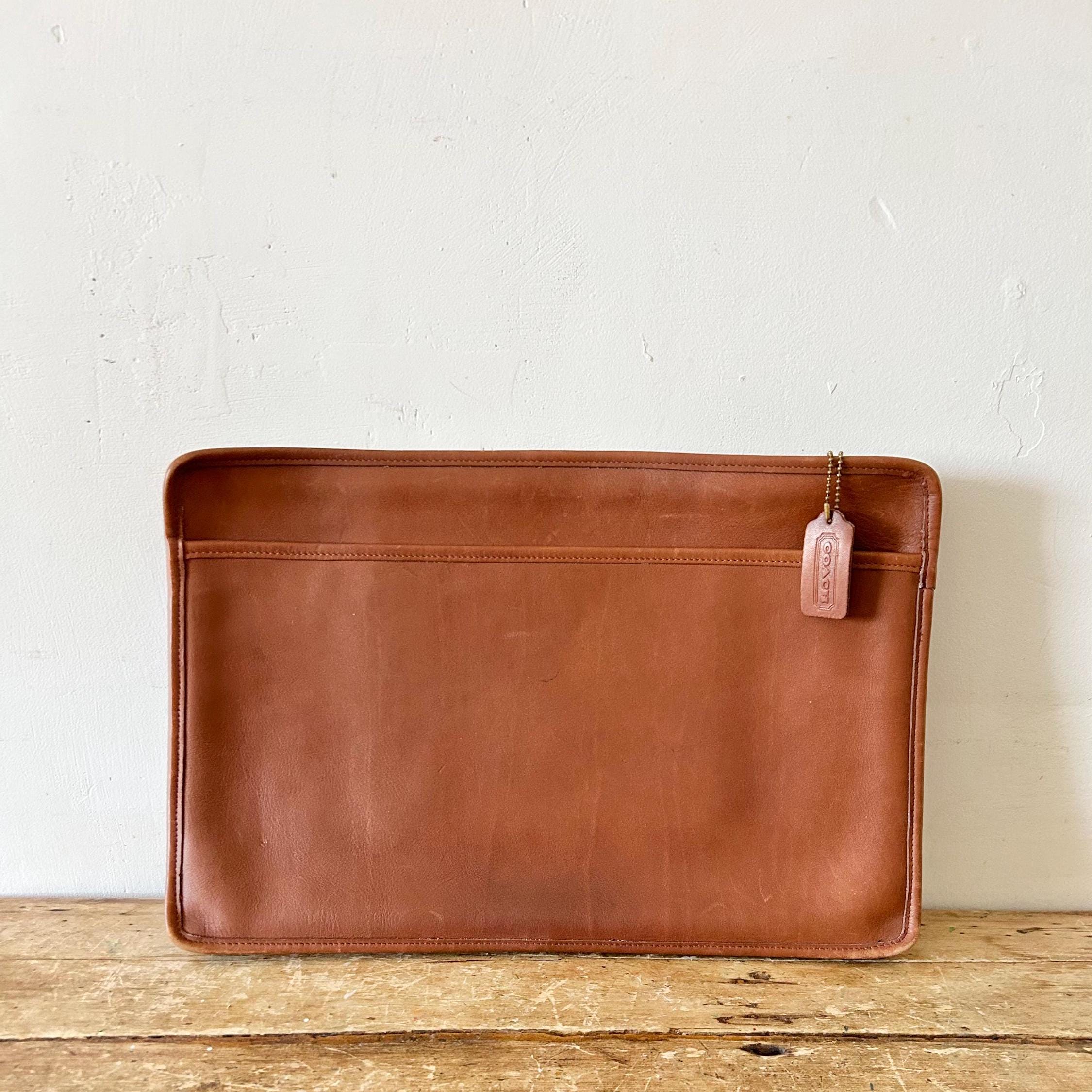 Vintage Brown Leather Coach Document Case Portfolio # 5225  Coach Brown Leather Document Holder main image 0