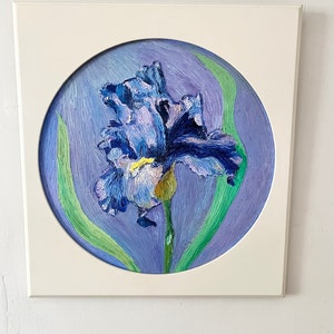 Stunning Vintage Circular Round Iris Painting Van Gogh Style image 2