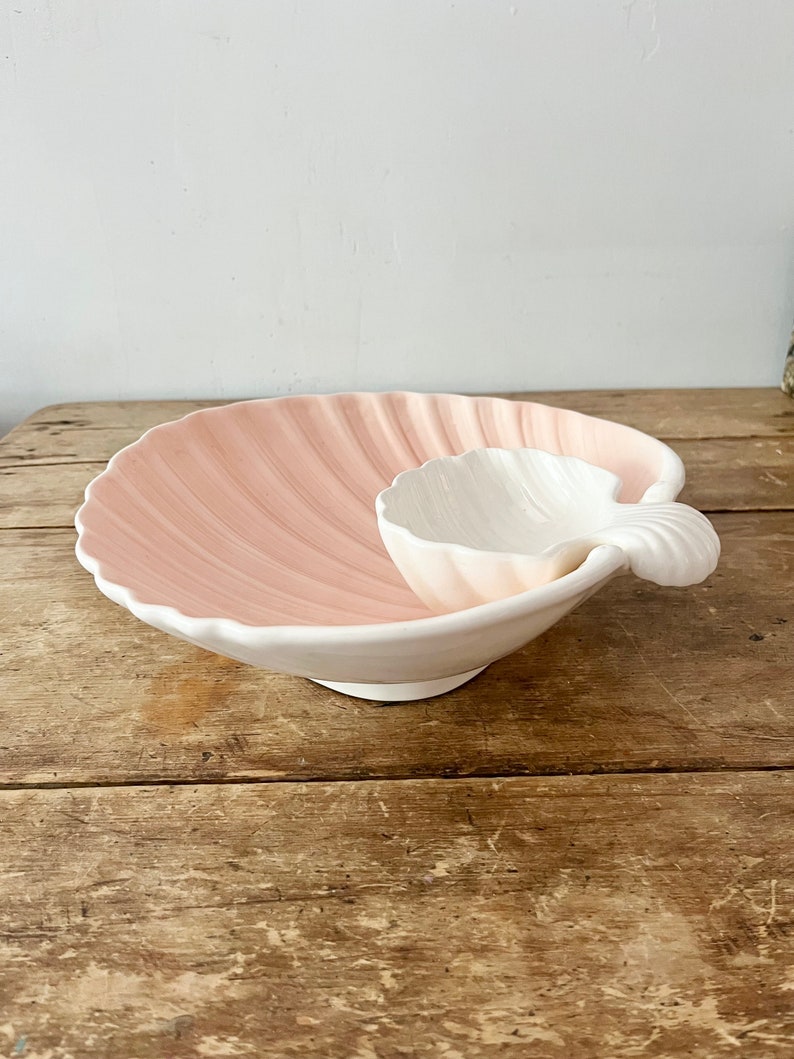 Vintage Fitz and Floyd Clamshell Chip and Dip Bowl MCM Etsy