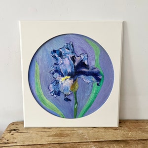 Stunning Vintage Circular Round Iris Painting Van Gogh Style image 8